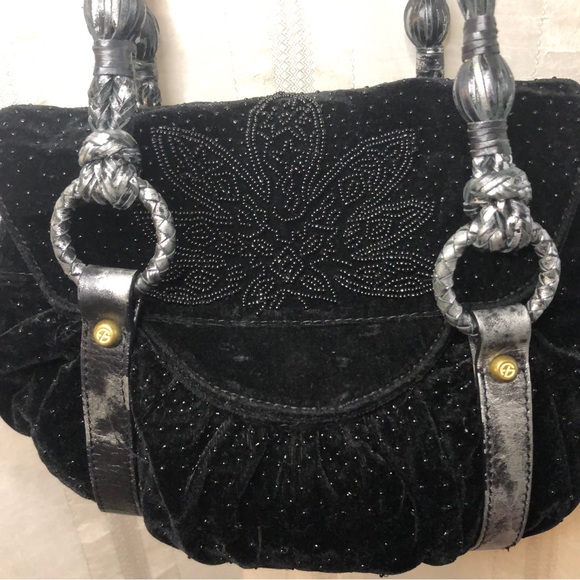 Francesco Biasia velvet beaded shoulder bag - Picture 1 of 8